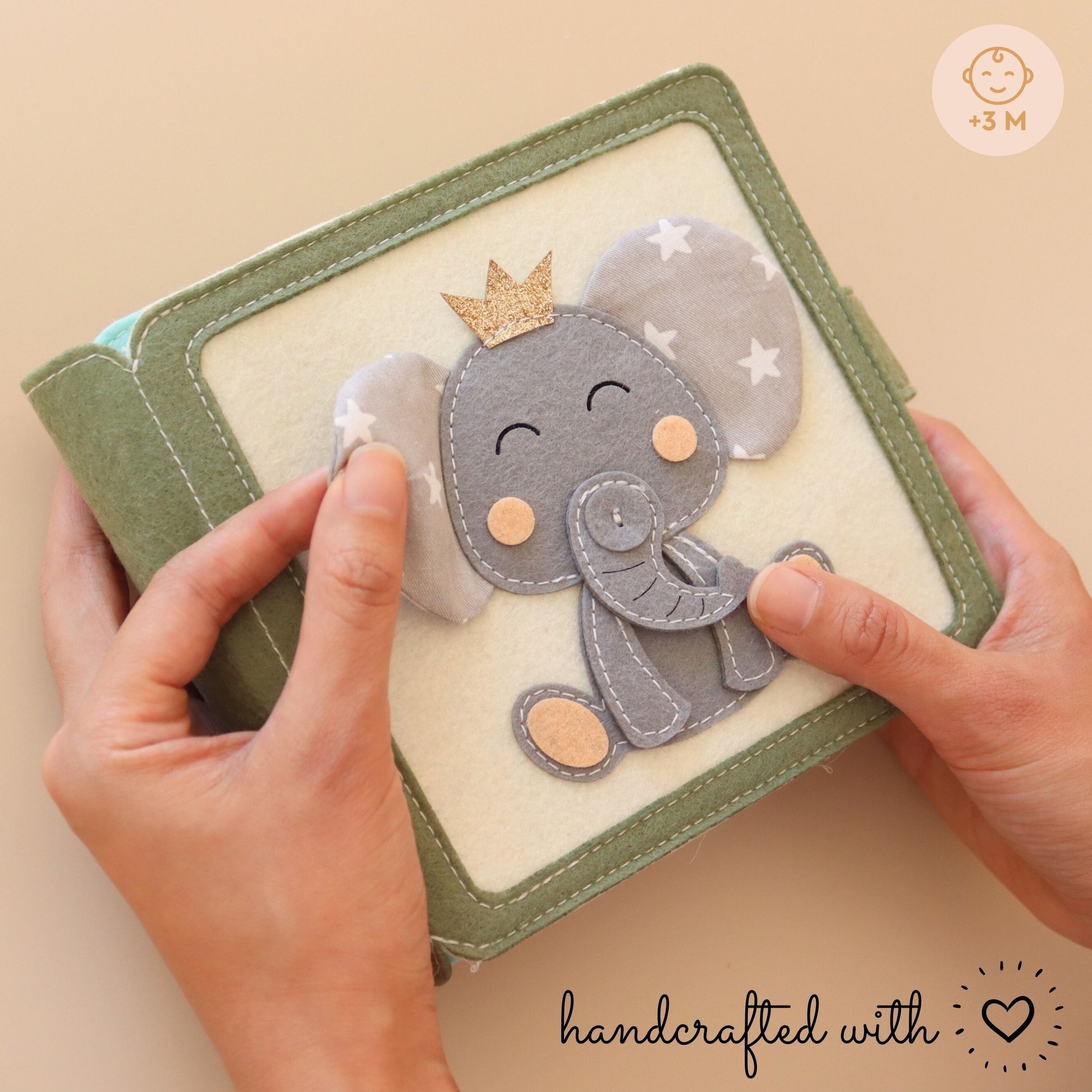 Handgemachtes Mini Quiet Book Elefant