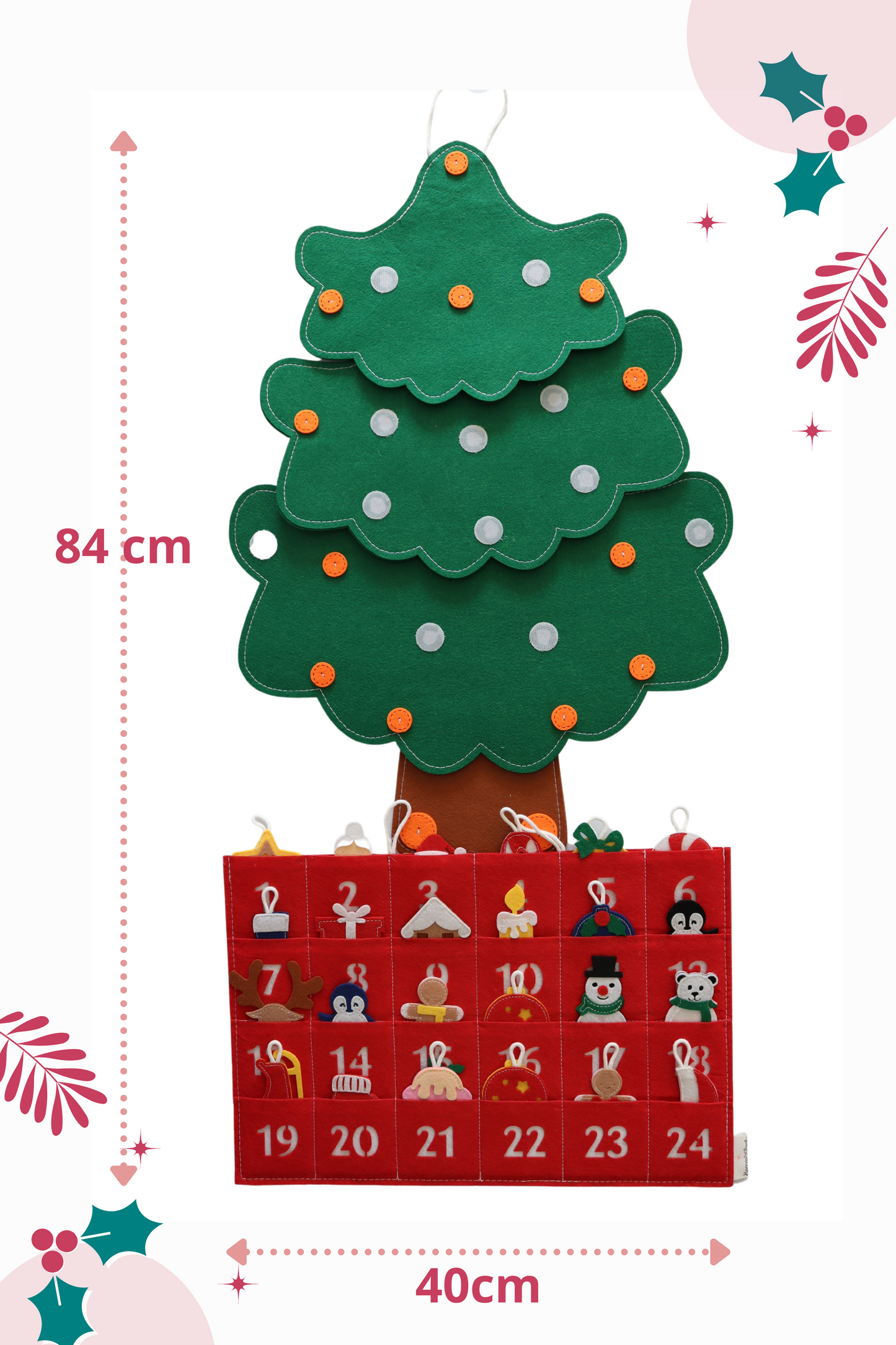 Weihnachtsbaum mit Adventskalender, a wooden christmas tree with numbers on it