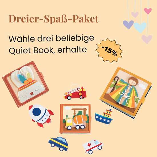 Dreier-Spaß-Paket Quiet Book - Wähle drei beliebige Quiet Book und erhalte 15% Rabatt