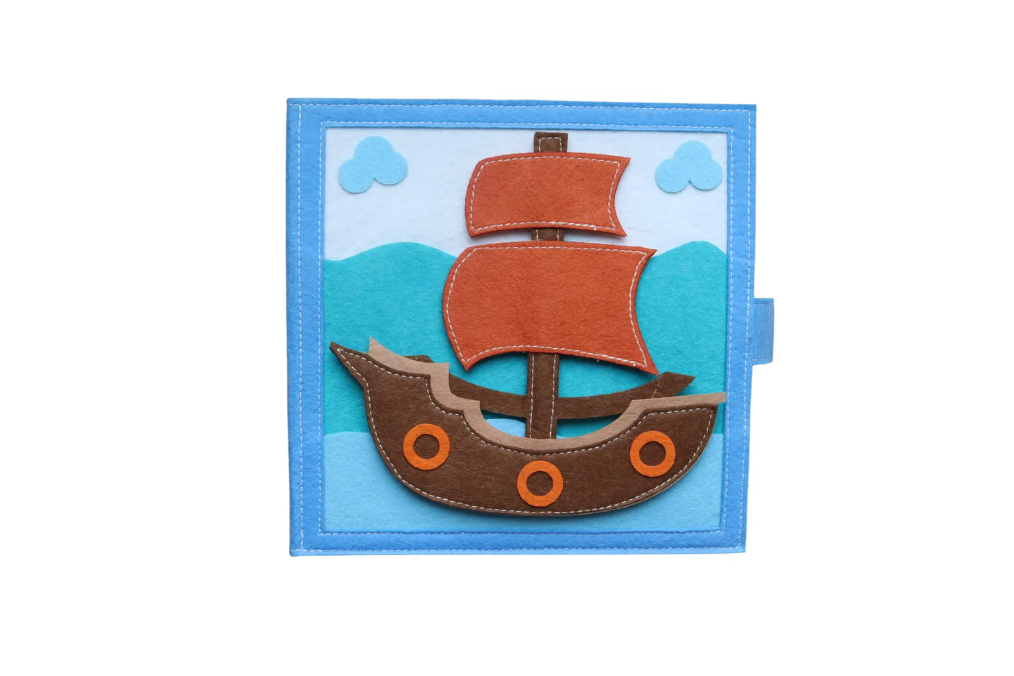 a felt picture of a pirate ship